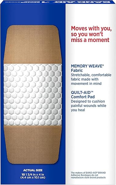 BAND-AID BRAND STERILE FLEXIBLE FABRIC ADHESIVE BANDAGES, COMFORTABLE FLEXIBLE PROTECTION & WOUND CARE FOR MINOR CUTS & SCRAPES, DESIGNED TO CUSHION PAINFUL WOUNDS, EXTRA LARGE SIZE