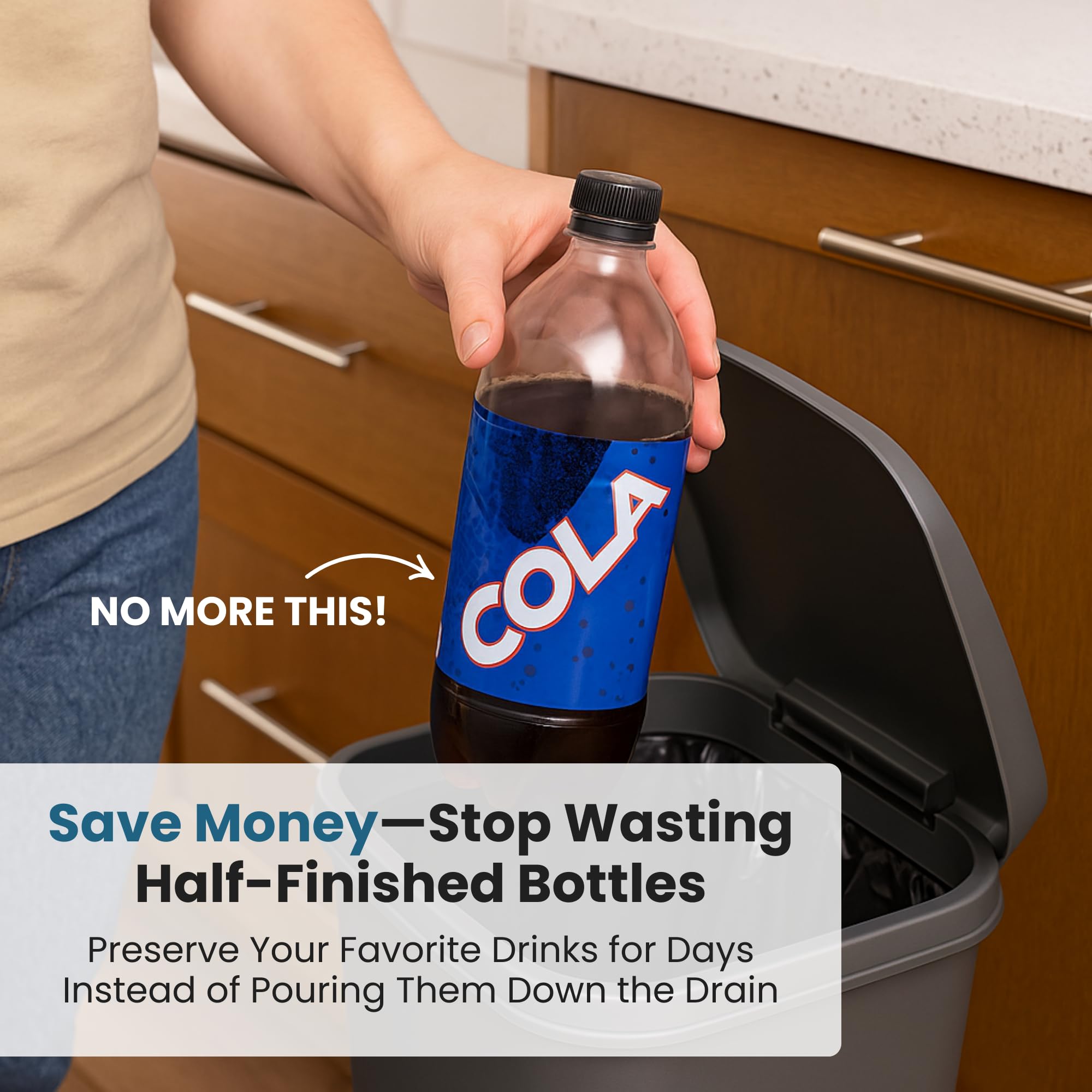 Jokari Fizz Keeper Pump Cap for 2 Liter Soda Bottles 2 Pack Pressurizing Carbonation Saver for Soft Drinks Reusable Cap Keeps Soda Fizzy Dishwasher Safe for 1 to 2 Liter Bottles