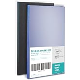 Binditek 100 Pack Binding Covers Set, 8.5x14 Inches, 8Mil PVC &amp; 12Mil Poly | Binding Covers Set, 8.5 x 14 Inches Legal Size, 8 Mil Clear PVC Front, 12 Mil Black Poly Back, Square Corners, Unpunched