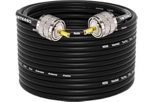 YOTENKO CB Coax Cable, RG58 Coaxial Cable 75ft,UHF PL259 Male to PL259 Male Cable 50 Ohm Coax Low Loss for HF VHF CB Radio,Ham Radio,SWR Meter,Dummy Load,Antenna Analyzer