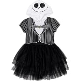 Disney Nightmare Before Christmas Jack Skellington Girls' Cosplay Hooded Tutu Dress Toddler to Big Kid