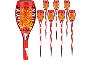 Liveasily 8 Pack Solar Christmas Lights Decorations Outdoor, Solar Torch Light with Flickering Flame, Waterproof Solar Torches Outdoor Christmas Decor for Garden, Yard, Porch