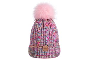 ALEPO Kids Winter Beanie Hat, Children's Warm Fleece Lined Knit Thick Ski Cap with Pom Pom for Boys Girls
