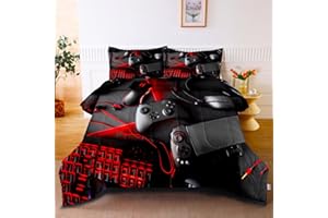 GRAT TIOC Gaming Comforter for Boys Teens,Game Bedding Sets Twin,Kids Gamer Comforter Set,Video Game Bedroom Bed Set Controller Duvet All Season 3 Piece