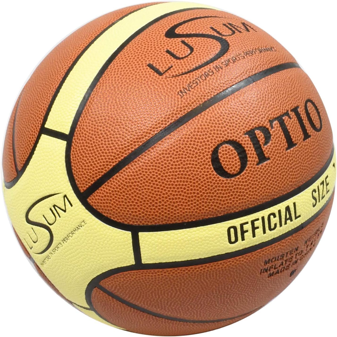 Lusum Optio Basketball PU Leather - Indoor Outdoor Basketball Size 5 for all Conditions - Suitable for all Ages and Abilities