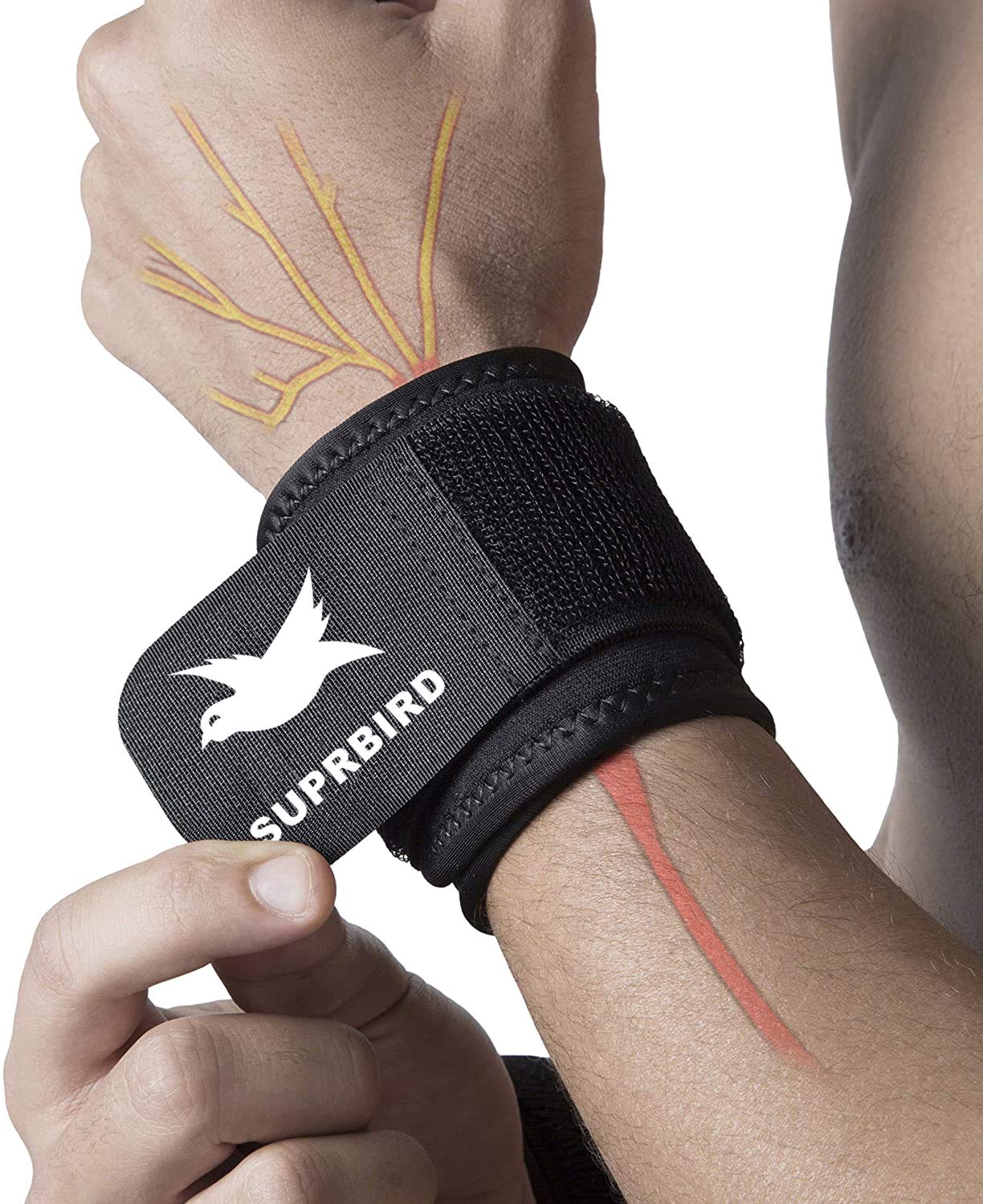Suprbird 1 Pair Wrist Wraps with Adjustable Strap for Support and Stabilization during Sports and Fitness