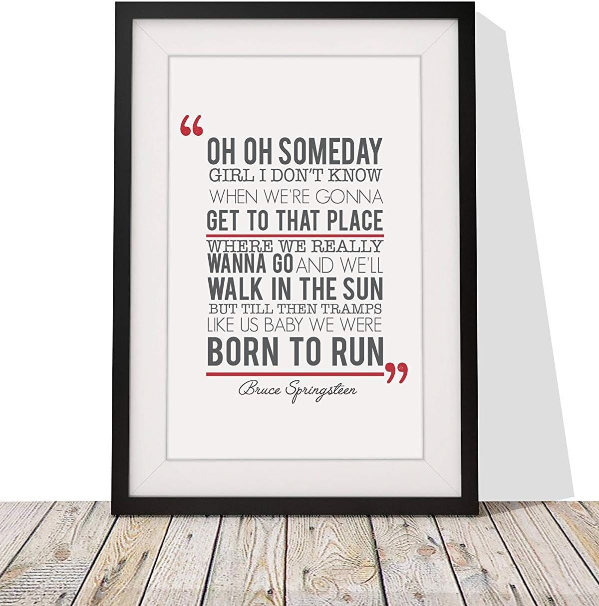 Bruce Springsteen Born To Run ' Song Lyrics Design 2 Framed With Mount |Best Gift Present Ideas For any ANNIVERSARY, VALENTINES DAY or FIRST DANCE WEDDING GIFT FOR BRIDE AND GROOM for Christmas or a Birthday owner| Black | 12 x 10 |