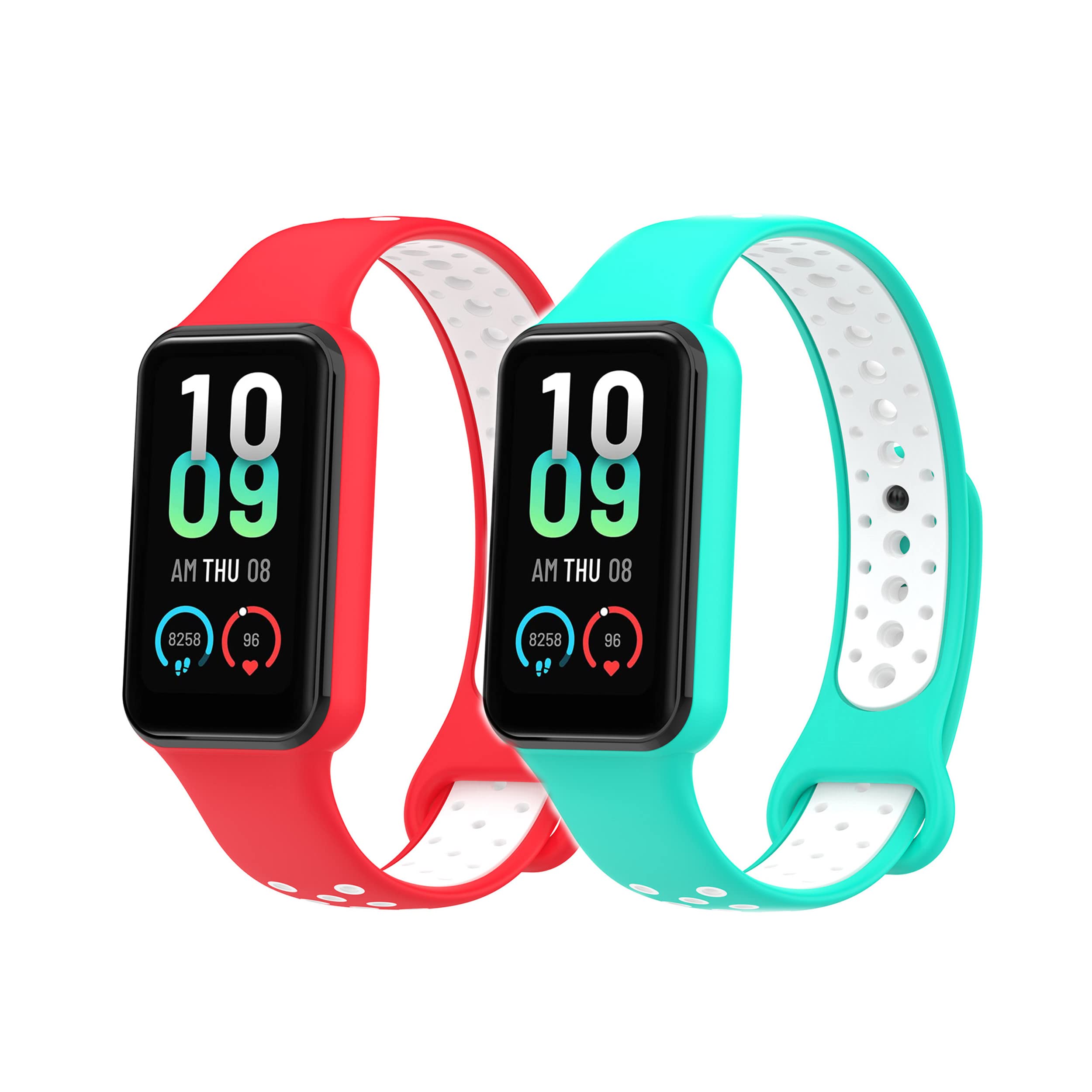 CZhkg 2 Pcs Smart Watch Strap for Redmi Smart Band 2 Strap, Sport Silicone WatchBand Armband Strap, Replacement Bracelet Wristband Wrist Strap Loop for Redmi Smart Band 2 Watch (Red cyan)