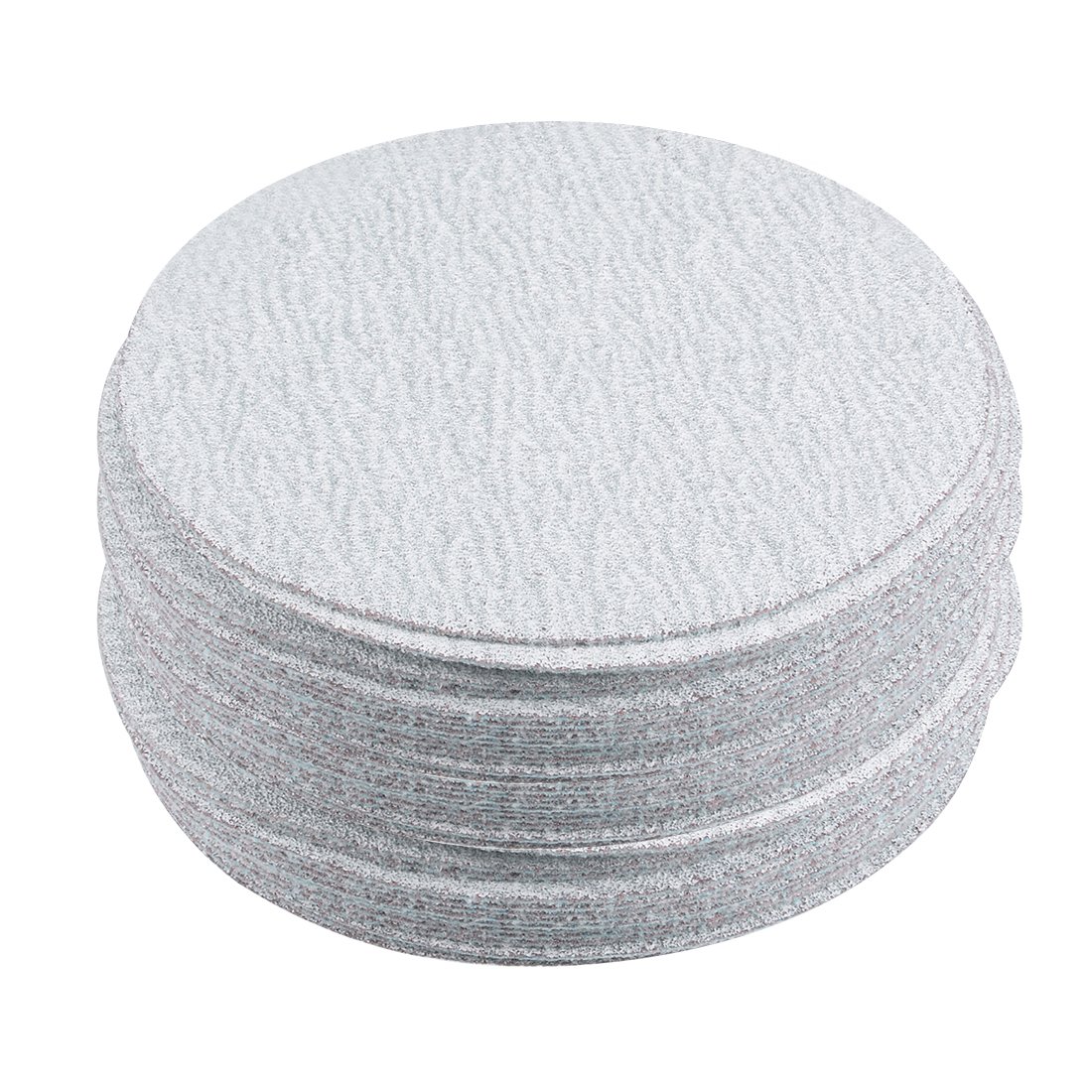 Sourcingmap 50 Pcs 5-Inch Aluminum Oxide White Dry Hook and Loop Sanding Discs Flocking Sandpaper 80 Grit