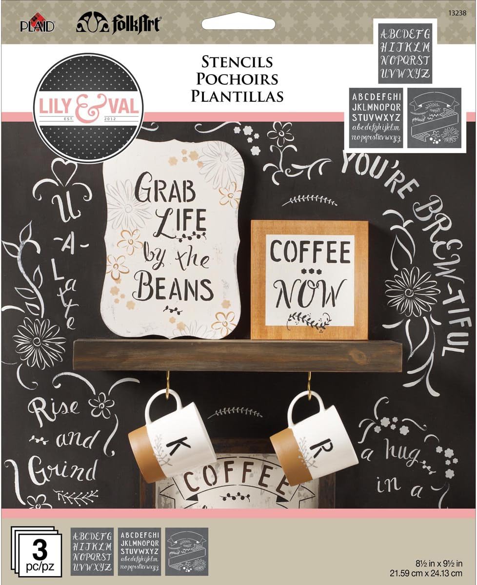 FolkArt Market Fresh Lily & Val Stencil Pack