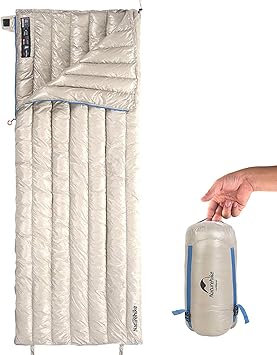 Amazon Naturehike ダウン 寝袋 シュラフ スリーピングバッグ 封筒型 570ｇ 超軽量 羽毛 撥水加工 2人用に連結可能 キャンプ 登山 防災 メッシュ収納袋付 超便利 一年保証 カーキ Naturehike 寝袋 シュラフ