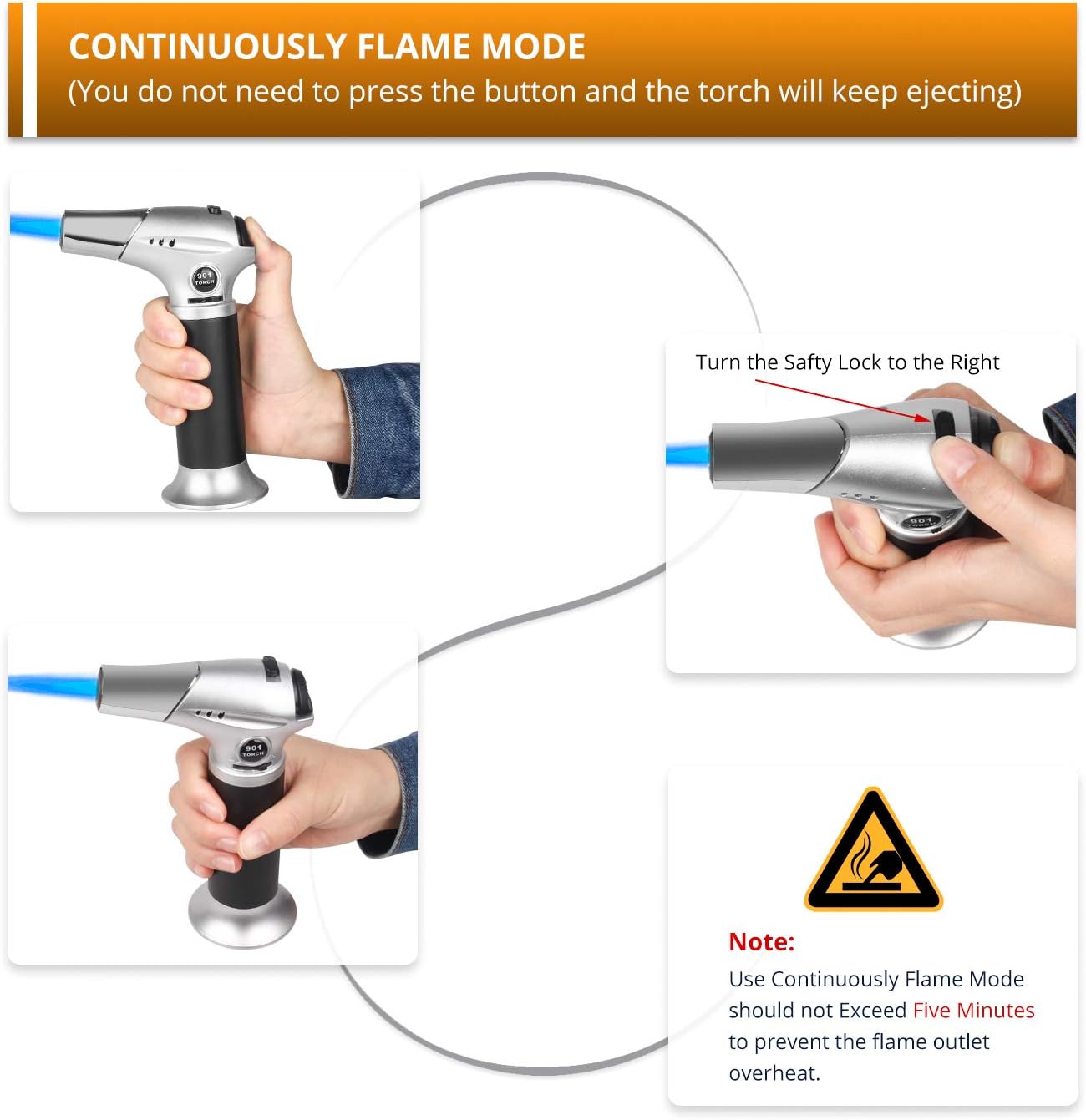 Woputne Blow Torch, Cooks Kitchen Blow Torch Lighter, Butane Gas Refill, Adjustable Flame Chefs