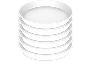 Angde 6 Packs of Plant Saucer Tray 6 inch (5.5 Inch Base), Heavy Duty Drip Trays, Plastic Plant Saucers for Indoors Outdoor Garden, Flower Pot Drainage Tray, Plate for Planter 5-7" (6", Creamy White)