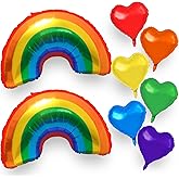 Large Pride Day Balloons Kit Rainbow Balloons Pride Parade Supplies 38'' Rainbow Foil Balloons Heart Balloon for Festival Gay Favors Party Rainbow Party Celebration LGBT Decorations (8 PCS)