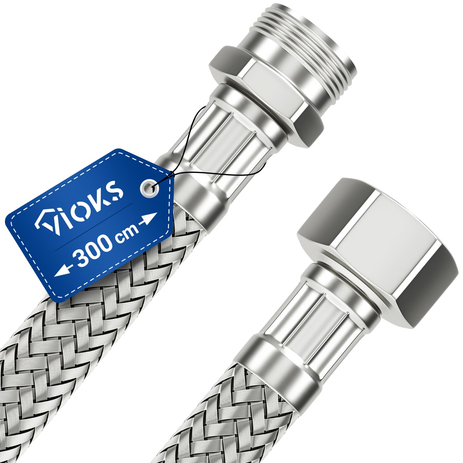 Flexible Hose Pipe tap Connector 300 cm with 1/2" Union nut and Male Thread