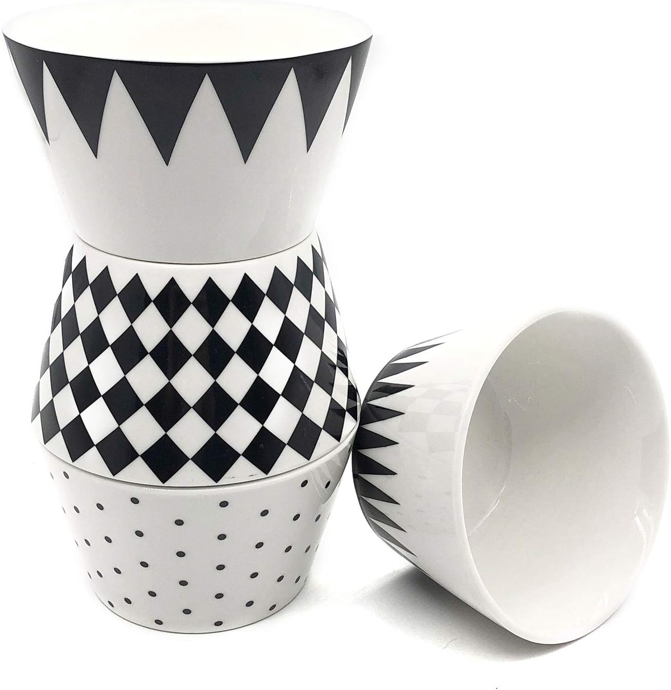 PCheng 13.5 Ounce Cereal Bowl Set of 4, Porcelain Rice Bowls Dishwasher Safe for Ice Cream, Snacks, Soup, Dessert and Condiments