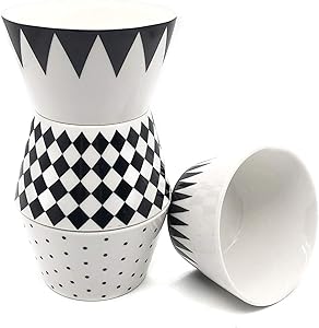 PCheng 13.5 Ounce Cereal Bowl Set of 4, Porcelain Rice Bowls Dishwasher Safe for Ice Cream, Snacks, Soup, Dessert and Condiments