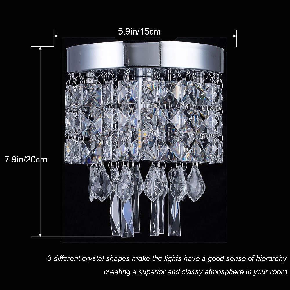 Ceiling Lights Floodoor Crystal Chandelier Mini Modern Flush Mount Ceiling Light 5 9 Inches Diameter For Bedroom Hallway Kitchen Dining Room Living Room Lighting Ceiling Fans
