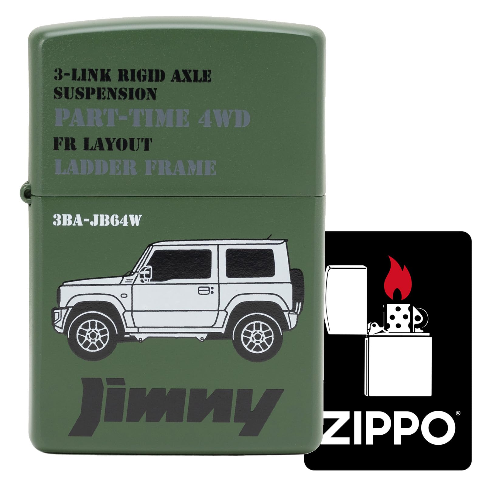 ZIPPO Lighter Jimny Mud Green with Special Sticker