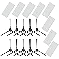 JJ Neumann Replacement Parts for MAMNV BR150/BR151, for ZCWA BR150/BR151, for MANVINS G20, for ONSON BR150/BR151, for GTTVO BR150/BR151 Robot Vacuum Cleaner 8 Filters + 10 Side Brushes Accessories