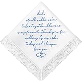 LADY&HOME Something Blue Embroidered Wedding Handkerchief - Mom,Dad,Daughter,Lace Bridal Hankies Wedding Gifts