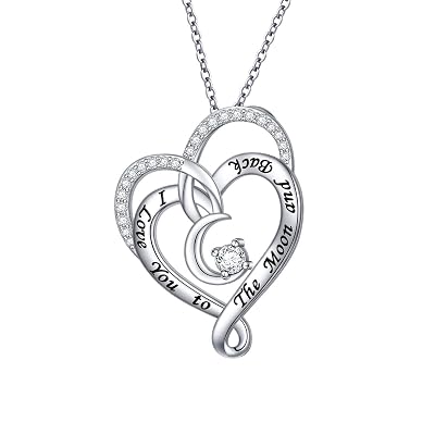 Buy Yinshan S925 Sterling Silver Heart Necklace For Women Girls Jewelry Engraved Always In My Heart I Love You To The Moon And Back Pendant Necklaces Girlfriend Mother Birthday Online In Indonesia B08ttpjjfr