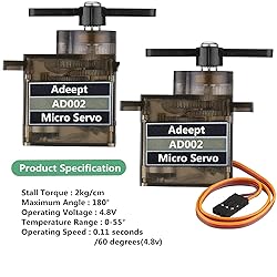 Adeept AD002 2 Pcs 90S 9G Micro Servo Motor, Metal