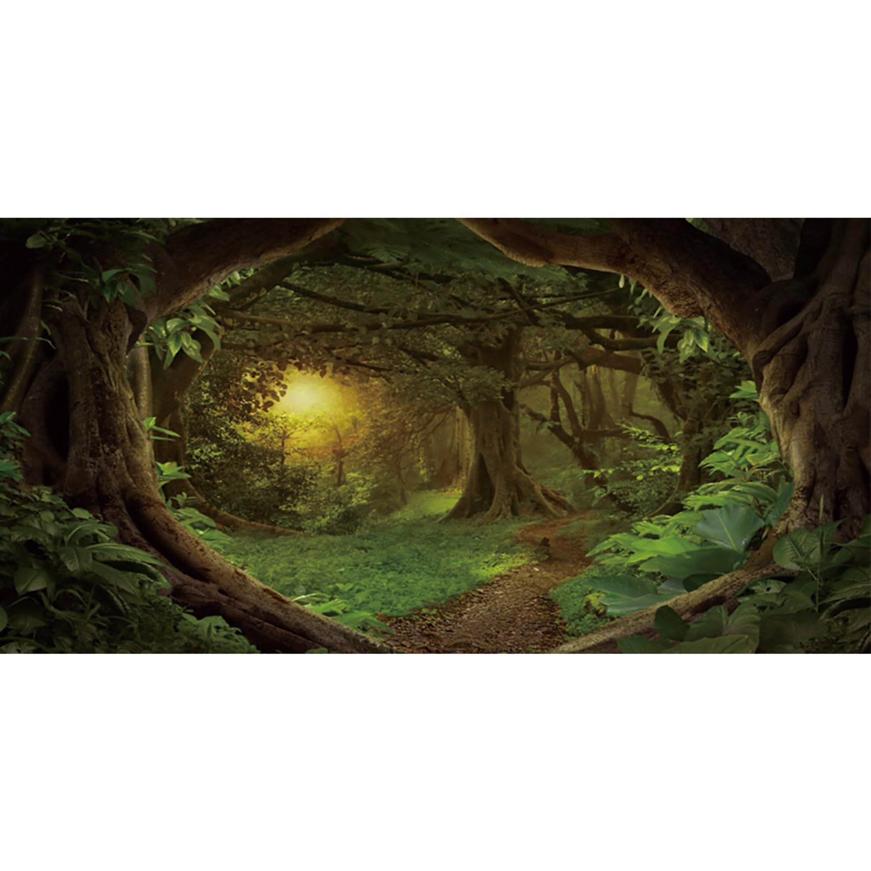 MIRRORANG 91x50cm Psychedelic Forest Terrarium Background Dim Old Trees Woodland Reptile Habitat Background Green Rainforest Aquarium Background Vinyl Background