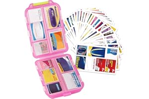 GIURKUU DIY Pill Organizer with 175 Pack Medicine Labels, Foldable Pocket Pharmacy for Travel Daily, Travel Essentials Mini Pill Container 7 Day Pill Case, Pink