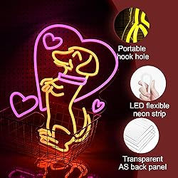 LIUOZHTEA Love Dog Neon Sign USB Powered Pink Love