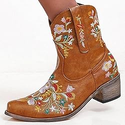 Hbeylia Cowboy Boots For Women Vintage Embroidery
