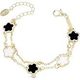 XaiYimee Gold Bracelet for Women - Five-Leaf Clover Charm Bracelet Gold,Lucky Multicolored Five-Leaf Clover Bracelet,Stylish Jewelry for Daily Wear & Gifting