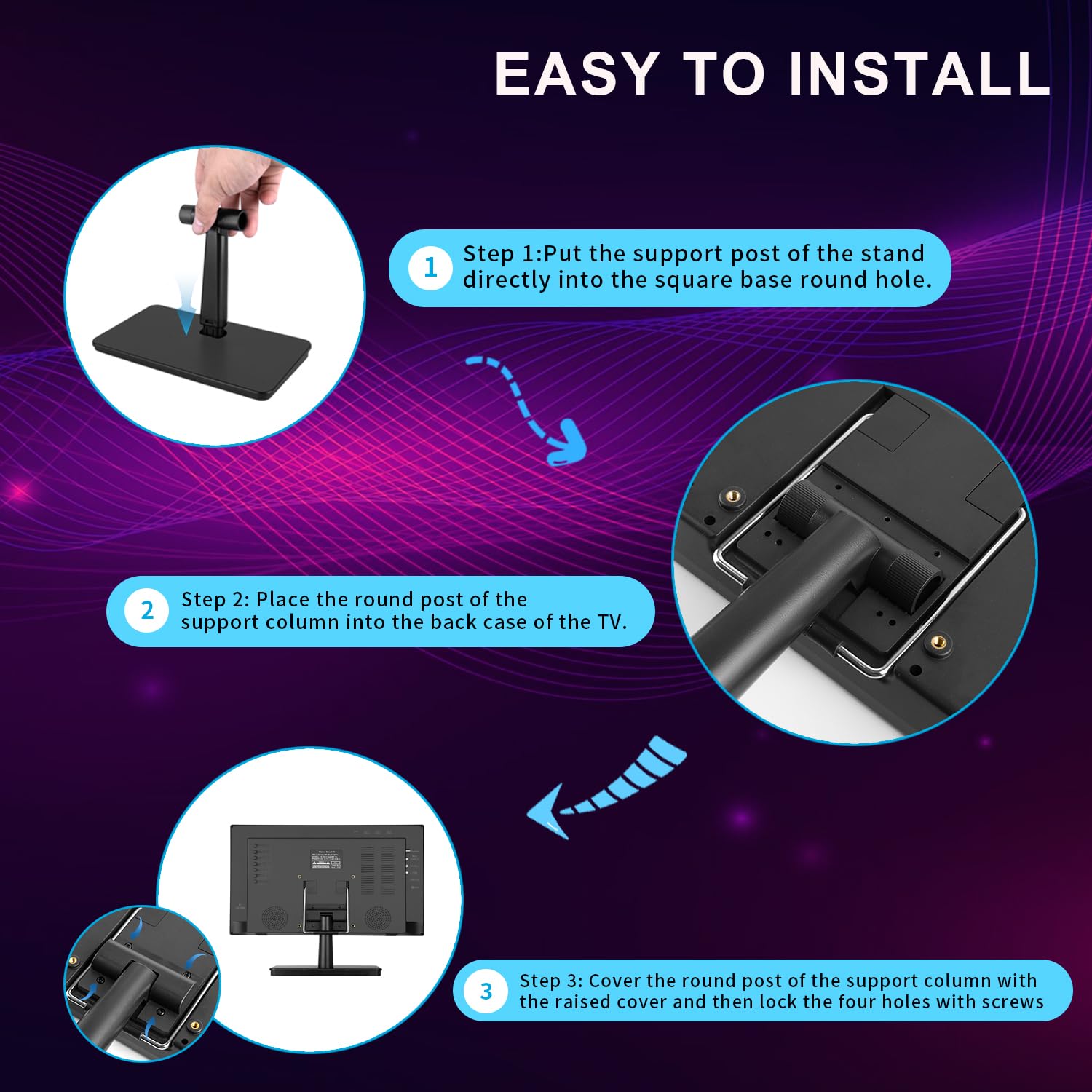 Feihe 15.6 Inch Small Smart TV HD 1080P LED, Flat Screen Smart Television with ATSC Tuner/HDMI/USB/AV for Kitchen, RV, Camper, Home & Bedroom or On-The-Go Entertainment