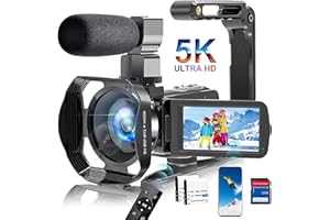 DINGETU Camcorder 5K Video Camera Ultra 64MP Wifi HD Camcorder 18X Digital Zoom with IR Night Version Vlogging Camera 3.0" LCD Touch Screen with Microphone, Lens Hood, 32 GB SD Card and Remote Control