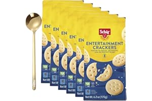 Schar Cracker GF Entertainment, 6.2 Oz, Bundle with Moofin Golden SS Spoon, Saltine Crackers, Versatile & Snack, Healthy Crackers, Complements Cheese, Antipasto or Jam~ [Pack of 6]