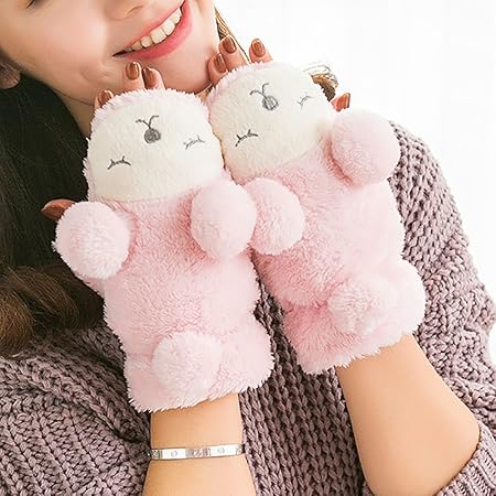 Guantes Tejidos Hembra De Dibujos Animados De Invierno