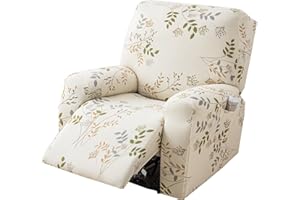CRFATOP Recliner Slipcovers with Arms 4 Pieces Lazyboy Recliner Chair Cover Non Slip Recliner Slip Covers for Recliner Chair with Storage Pockets Furniture Protector for Living Room