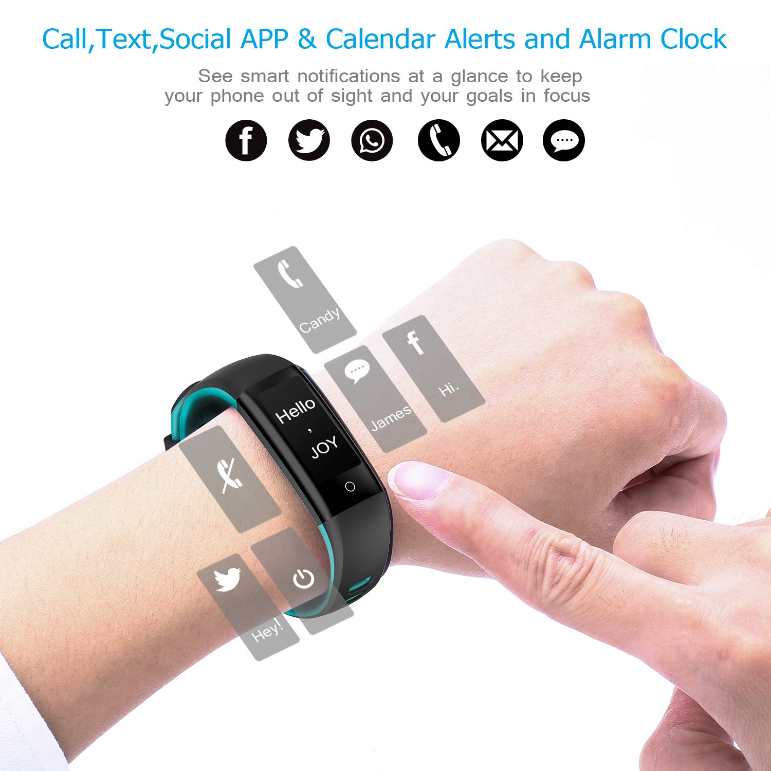 AUNEY Fitness Tracker Color Screen Sport Band Smart Wristband Bracelet Waterproof Bluetooth Activity Heart Rate Sleep Monitor Pedometer sport band for IOS and Android