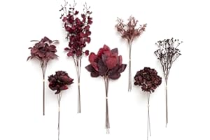 Ling's moment Artificial Greenery Stems Box Set, 35pcs with 7 Kinds of Faux Flowers Picks for DIY Bridal Bouquets Wedding Flo