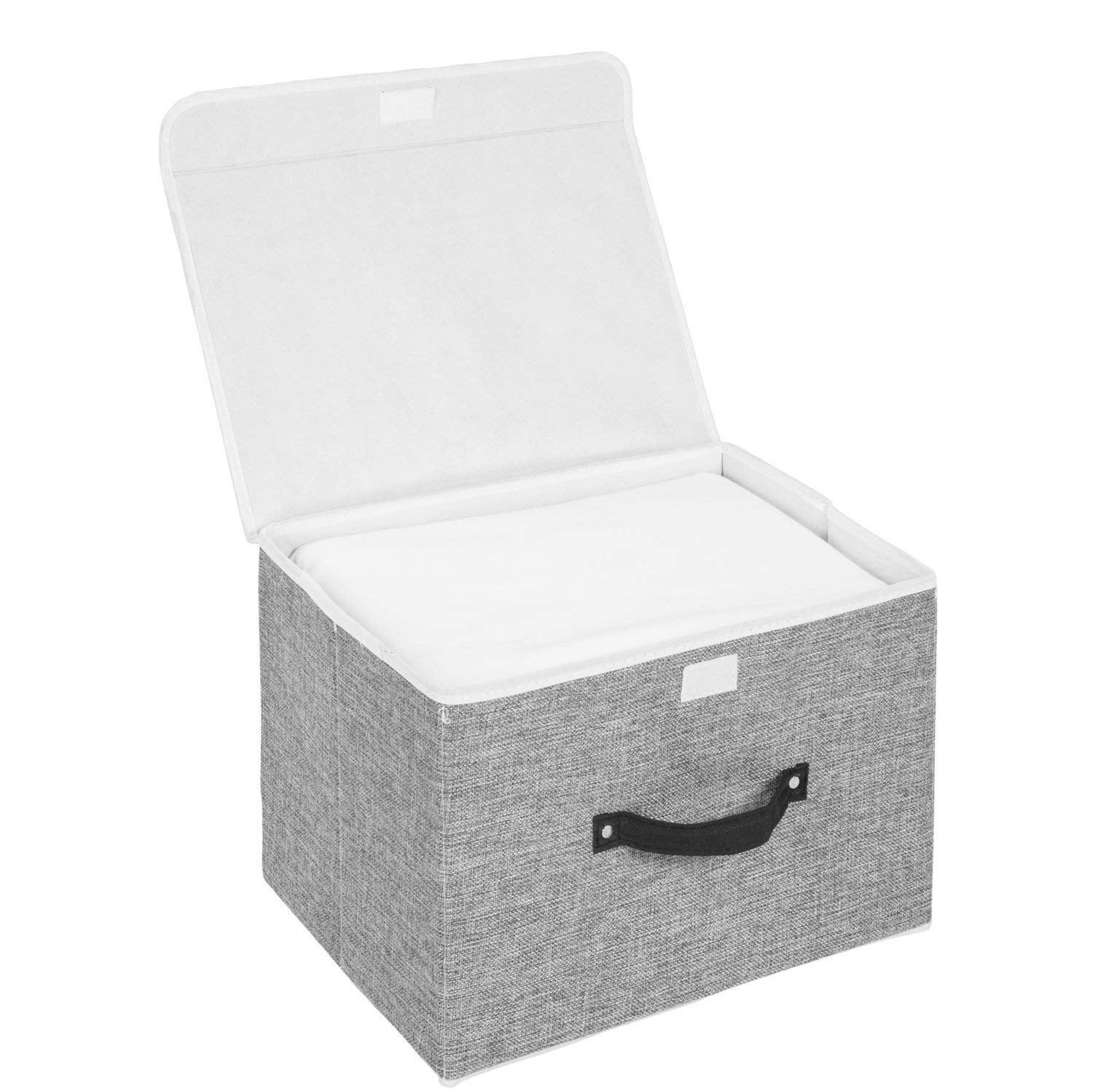 EZ GENERATION Storage Bins Set, Storage Baskets Pack of 2 Foldable Storage Boxes Cubes with Lids, Fabric Storage Bin Organizer Collapsible Box Containers for Nursery,Closet,Bedroom,Home(Light Gray)