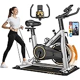 Exercise Bike, Adjustable Magnetic Resistance Stationary Bikes for Home with App Compatible, Silent Indoor Cycling Bike with 350lbs Weight Capacity Comfortable Seat, Digital Monitor & Phone Mount