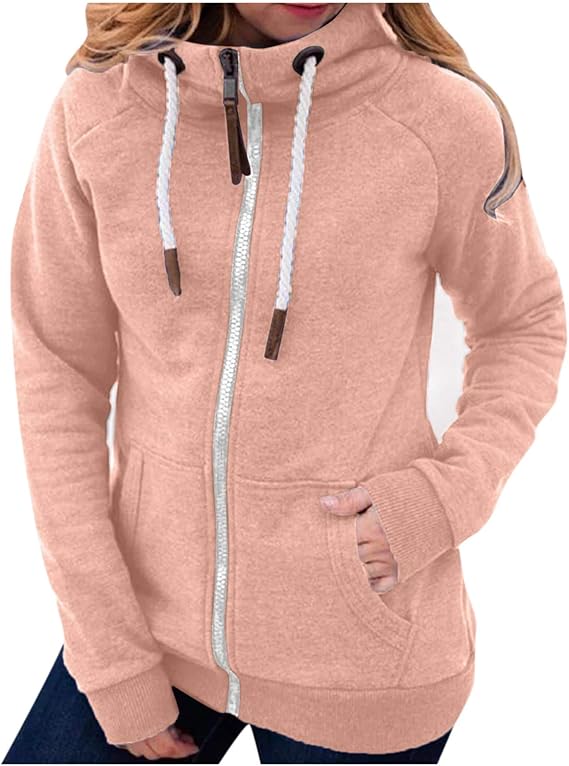 Amazon パーカー レディース トップス 無地 アウター 長袖 ハイネック プルオーバー ジップアップ フード付き スウェットパーカー 原宿系 オーバーサイズ トレーナー カジュアル おしゃれ 上着 韓国 春 秋 冬 トレーナーパーカー トレーナー パーカー 通販