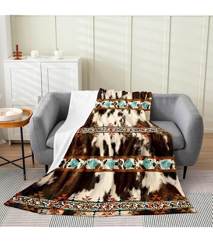 Rustikaler Ranch-Überwurf 127x152 Cm – Kunstleder & Weicher Sherpa-Fleece (braun)
