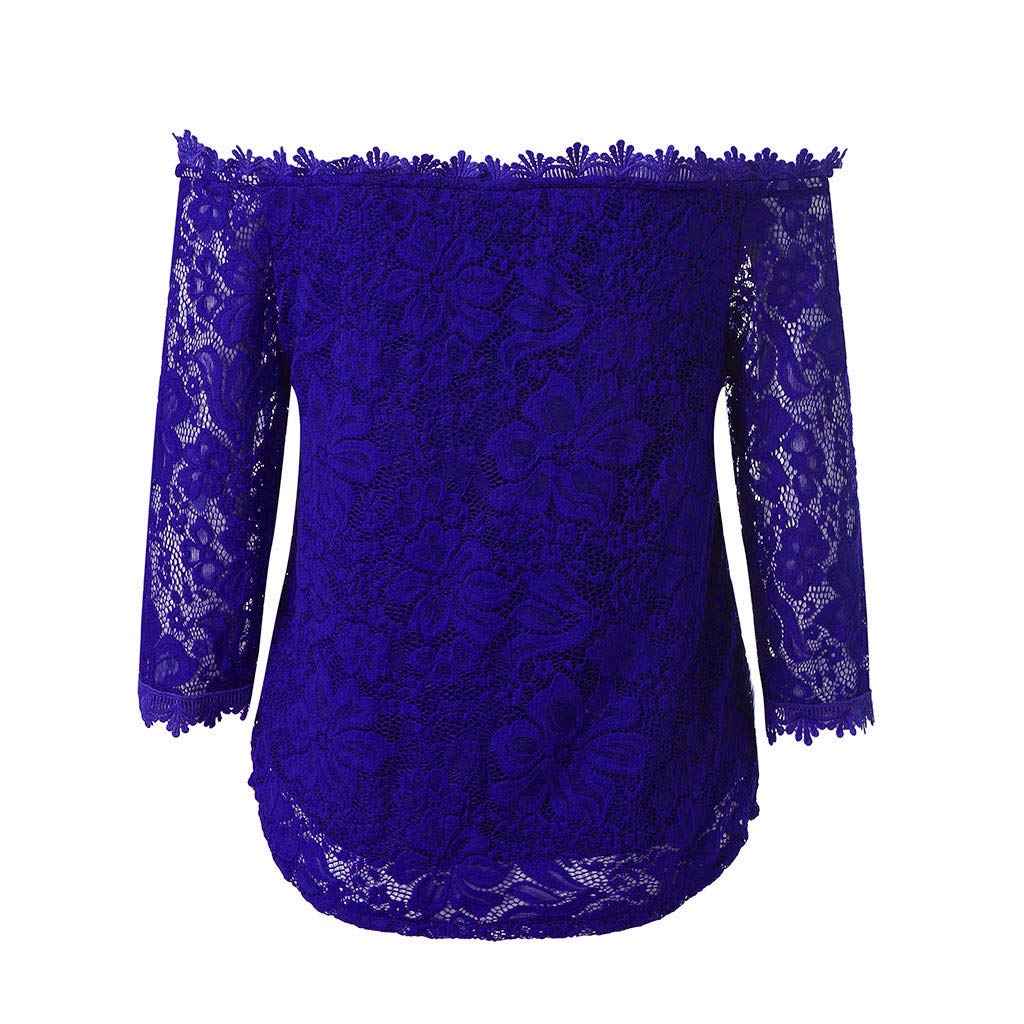 Luckycat Encaje Camisetas Mujer Manga Corta Basicas De Color ...