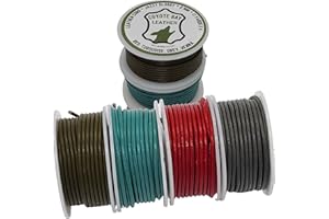 Coyote Bay Genuine Leather Cord Round Spool in 4 Jazzy Glossy Colors, 11 Yards Each, for Jewelry Making, Crafts and Hobby Projects (2 mm)
