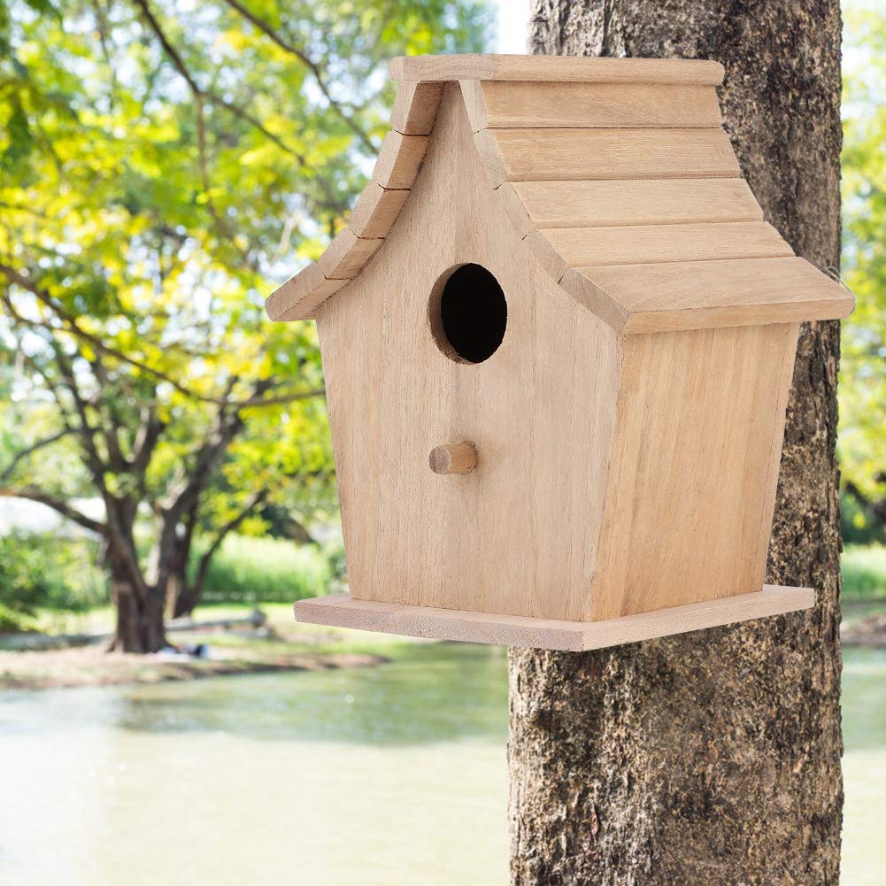 Durable safe wooden nesting box, bird breeding box, for easy viewing of various small birds