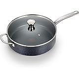 T-fal G10482 HeatMaster Nonstick Thermo-Spot Heat Indicator Dishwasher Oven Safe Jumbo Cooker with Lid Cookware, 5 Quart, Bla