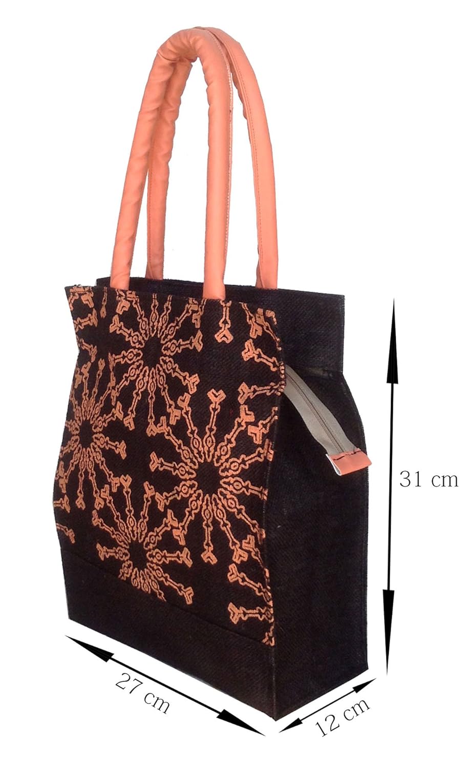 foonty daily use women jute lunch bag(black,5021)