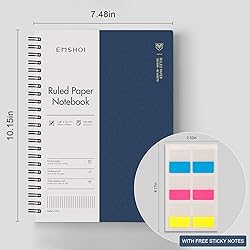 EMSHOI Lined Journal Spiral Notebook 7.48" x
