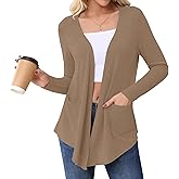 HIYIYEZI Cardigans for Women Casual Long Sleeve Open Front Cardigans with Pockets
